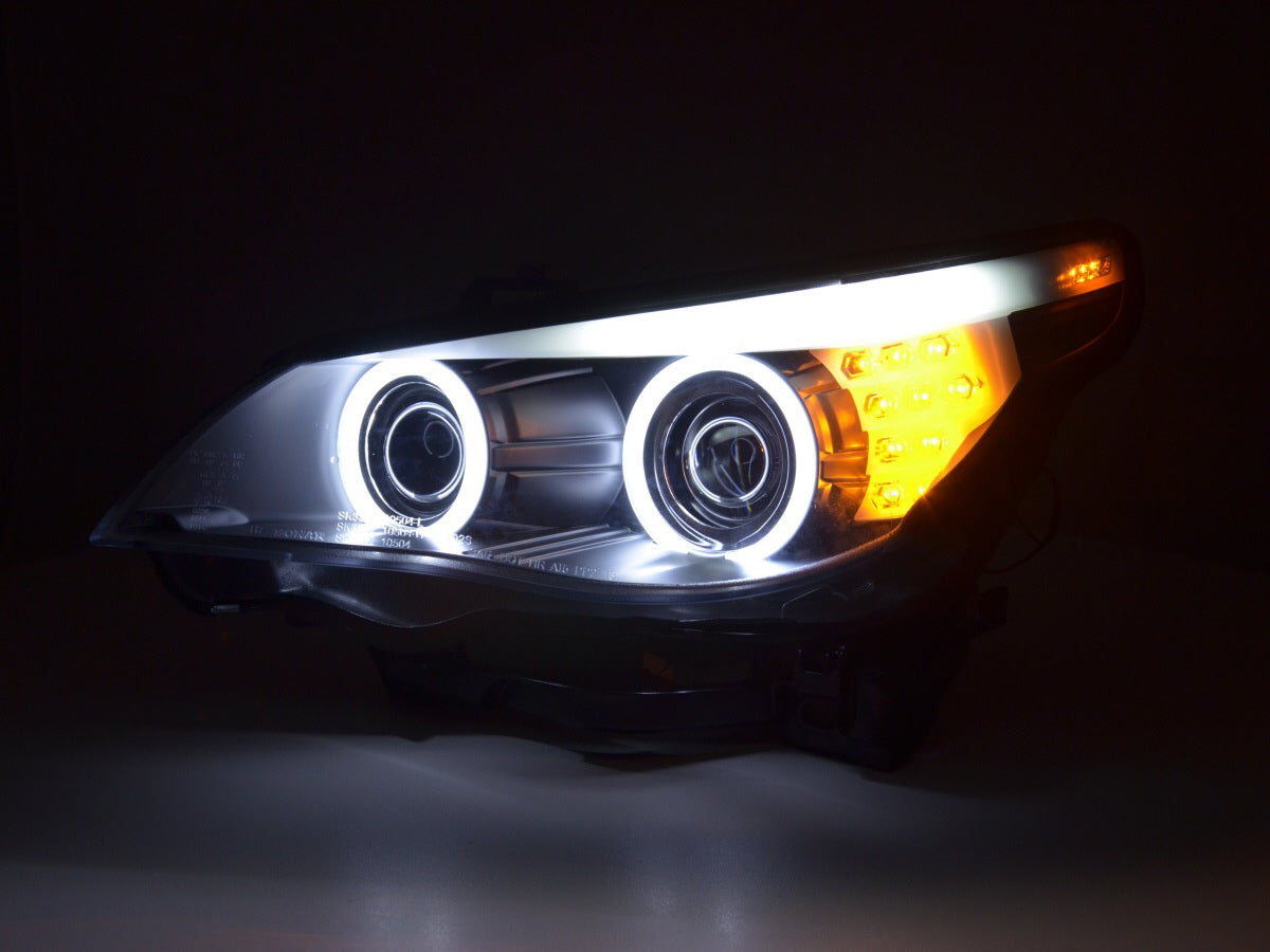 Scheinwerfer Set Xenon Angel Eyes CCFL BMW 5er E60/E61 05-08 schwarz für Rechtslenker Scheinwerfer Set Xenon Angel Eyes CCFL BMW 5er E60/E61 05-08 schwarz für Rechtslenker